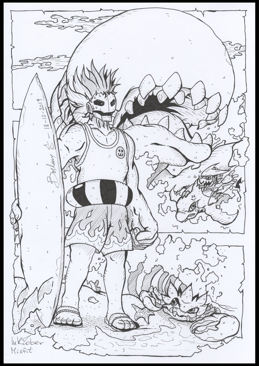 Barlume Commissions Closed Inktober Entry 18 Skullmeramon デスメラモン Deathmeramon Whamon ホエーモン Crabmon ガニモン Ganimon Dolphmon ルカモン Rukamon And Shoutmon シャウトモン Digimon デジモン Inktober19