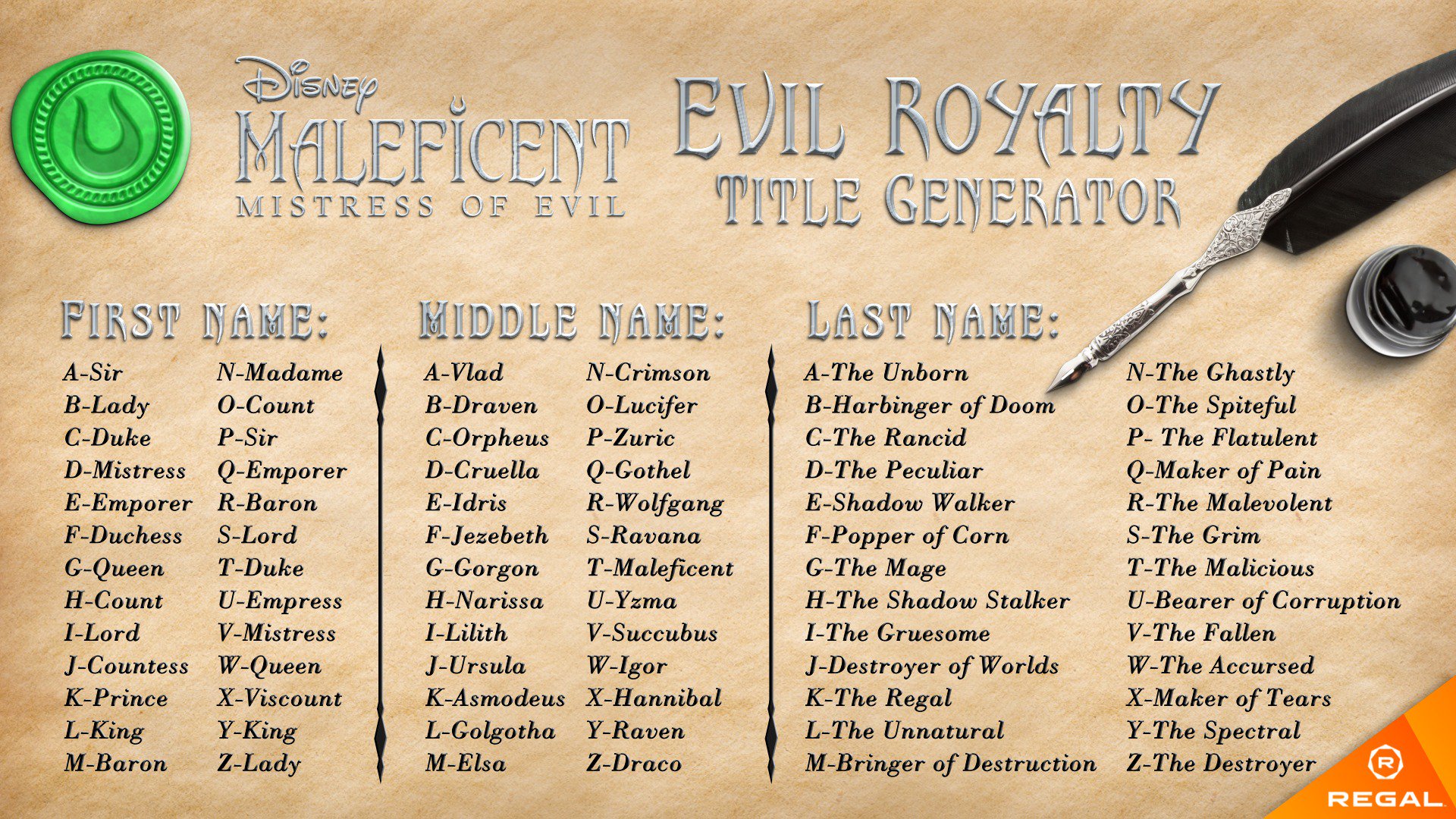 Regal Bow Down Before Baron Wolfgang The Malevolent What Is Your Evil Royalty Name Maleficent