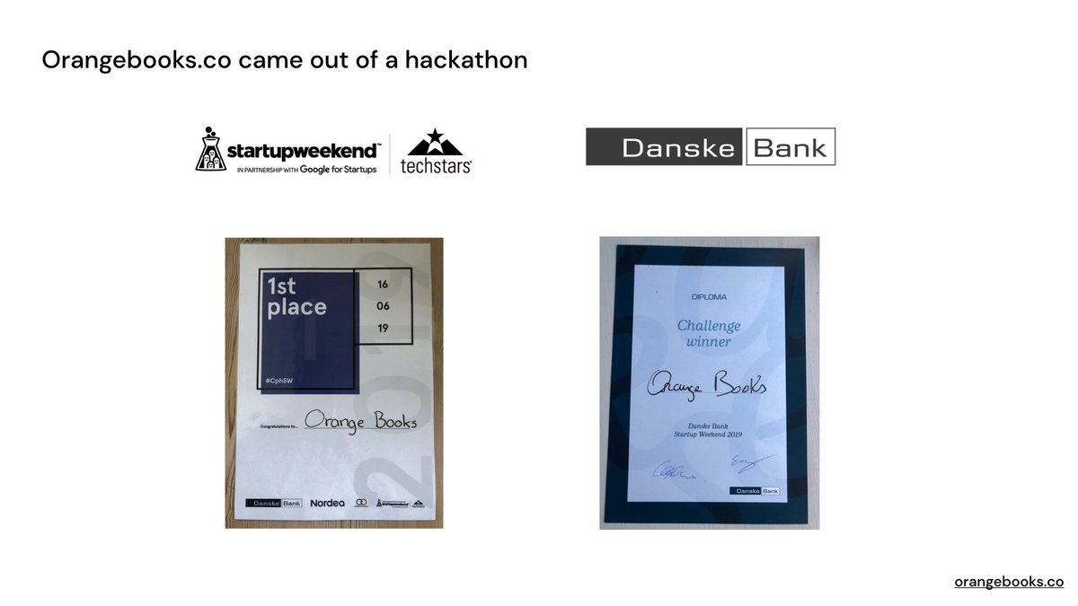 Orangebooksco's tweet image. Orangebooks.co started at a @StartupWeekend #fintech #hackathon in #copenhagen.