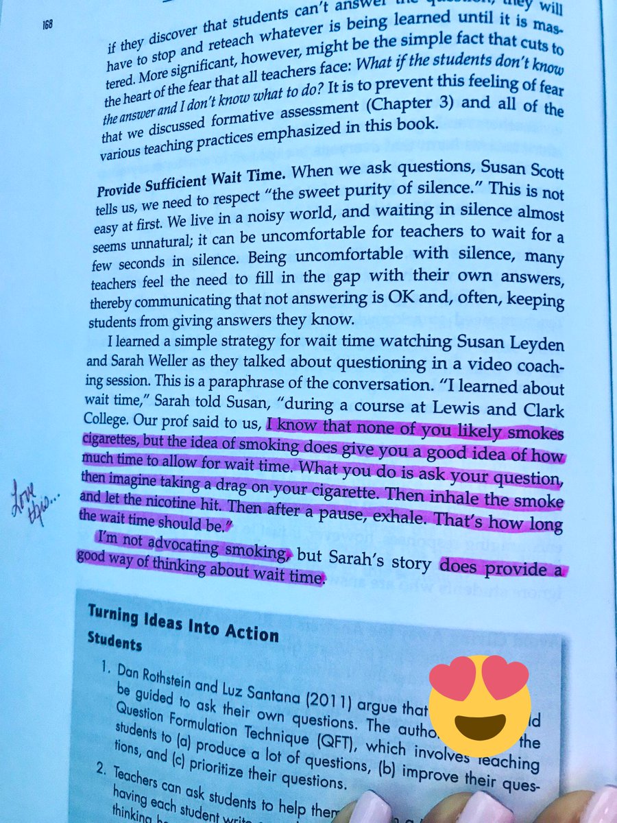 cdrosey1's tweet image. 😉🚬When you’re asked about questioning &amp;amp; sufficient wait time, and you have the perfect answer taken from @jimknight99’s #HighImpactInstruction, Framework for Great Teaching...😍—SN: I also love the reaffirming of respecting “the sweet purity of silence” in this section.🚬😍