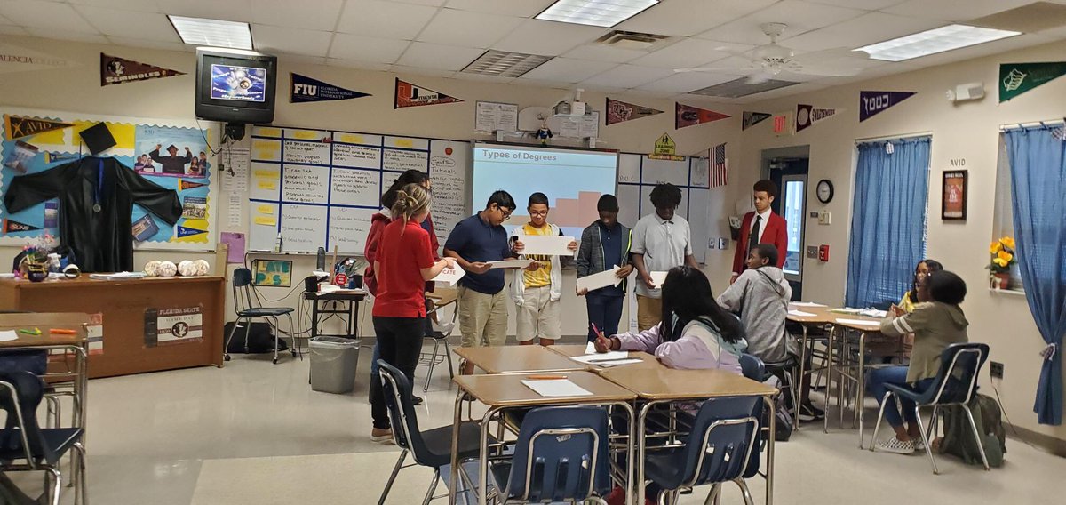 discovery_STEM's tweet photo. Valencia Ambassadors visited our AVID 8th classes. They talked about the importance of going to college, getting scholarships, overcoming challenges, networking, internships, living on their own, and being a positive member of the school community. #explorerready https://t.co/HkX2hohdRP