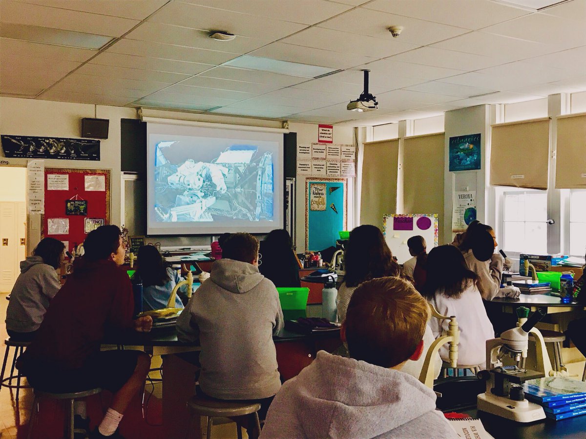 HeckelScience's tweet image. Homeroom today was extra special for 8C. Why? We live streamed the #firstallfemalespacewalk! The kids were excited to see @Astro_Jessica and @Astro_Christina make history! #becausescience @NASA @TeachVerona @HBW_Verona @STEMistry