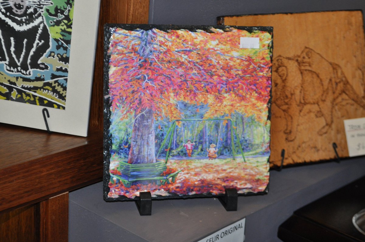 Fudgencoffee's tweet photo. Have you ever wanted an original Daniela Selir painting but did not have the wall space. Well now here is your chance. Exclusive to Fudge n Good Coffee, Daniela has transposed two of her paintings onto slate. Ideal for any mantle piece. These slates make great gifts https://t.co/tIC6IG2sVi