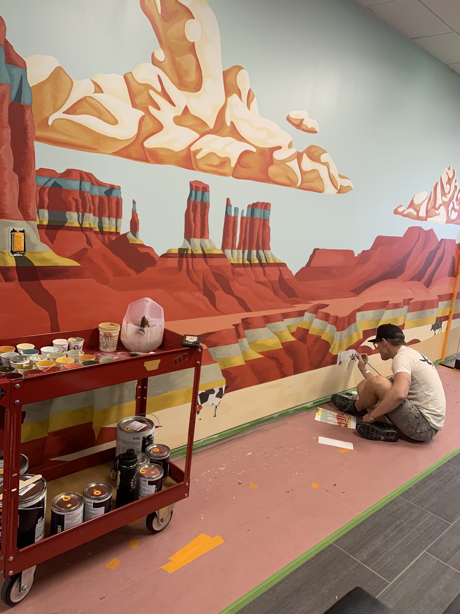 The very talented Timothy Brennan is finishing this incredible mural in our office.  Love it.   He lives up to the company name: Great - not good.  greatnotgood.co