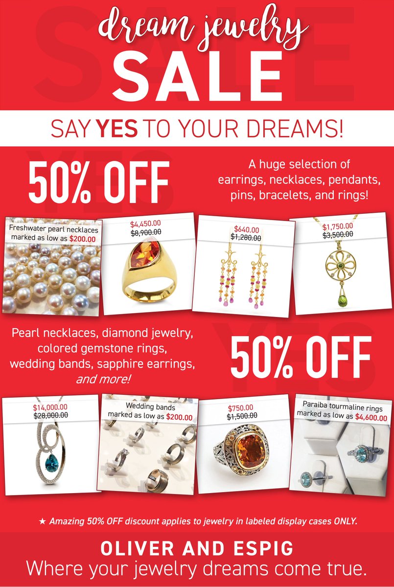 LoveColoredGems's tweet photo. Jewelry DREAMS do come true!
A HUGE 50% OFF SALE is going on RIGHT NOW.
Don't wait. The beautiful jewelry piece that you always dreamed about, the piece that you put on that makes you feel AMAZING (ALL EYES ON YOU) just might be snapped up soon. #jewelry #onsale https://t.co/PjIRu1FChT