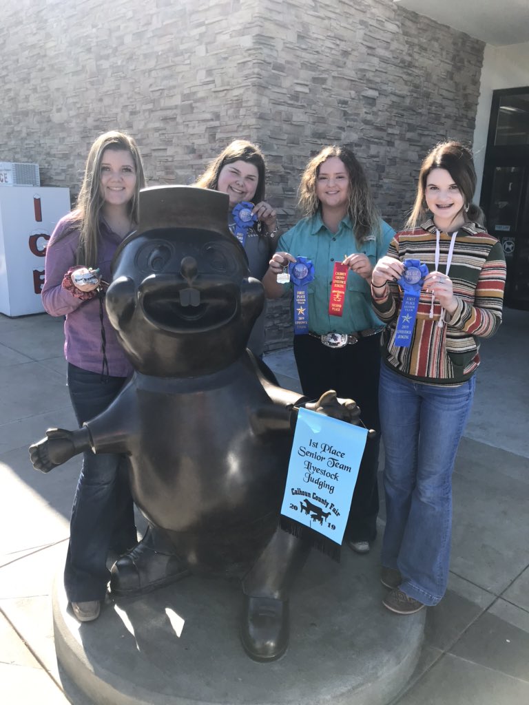 JimWard_MJH's tweet photo. Another successful day for the @MagnoliaWestFFA Livestock Judging Team!  They were the Champion Team today at the Calhoun Co. Fair!!  Kamryn Bevel was #1 and Mallory Knee was the #2 overall individuals out of 71 students competing!!!  #GID #settingthebarhigh https://t.co/2at7WZc6FN