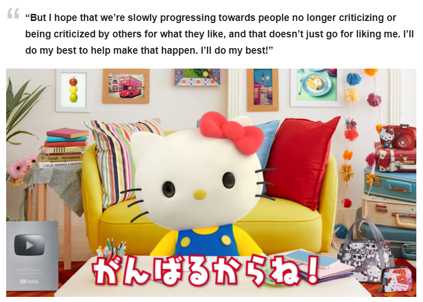Jazzbunnyyyyy's tweet photo. I found out there's a Hello Kitty YouTube channel where she answers questions like this and my heart can't take it https://t.co/vztDyqnTzd