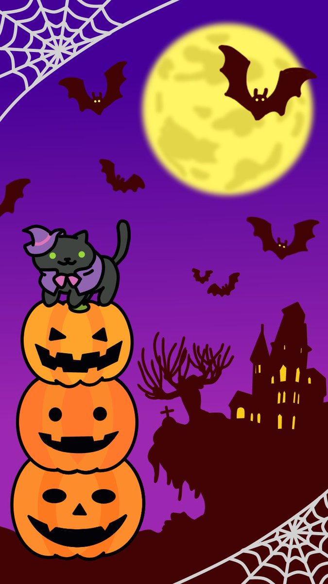 ちきちゃん On Twitter ねこあつめ 壁紙 Halloween Ver 説明 1 日本語版の名前はみかづきさんなので バックに三日月を描いてみましたが ハロウィンのイラスト で検索すると満月のものが多かったので 満月バージョンも作りました 満月には 猫が隠れてます 探して