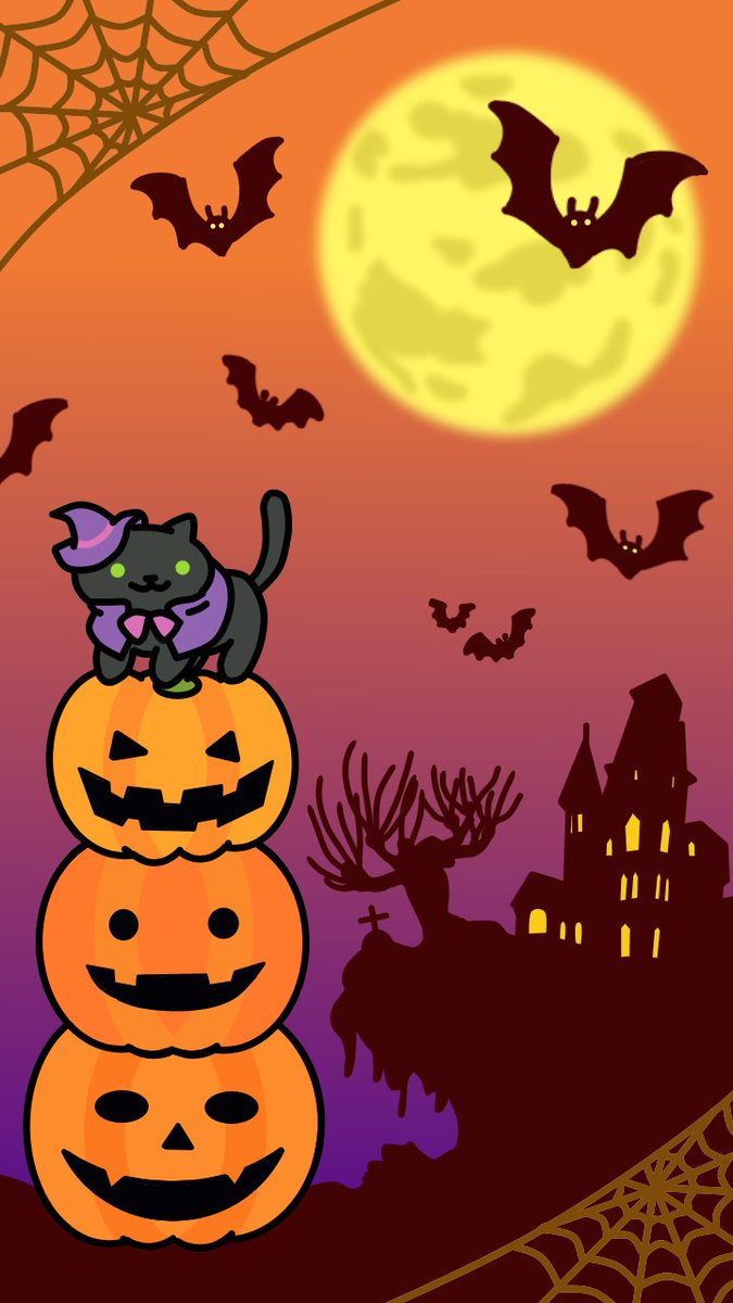 ちきちゃん ねこあつめ 壁紙 Halloween Ver 説明 1 日本語版の名前は みかづきさんなので バックに三日月を描いてみましたが ハロウィンのイラスト で検索すると満月のものが多かったので 満月バージョンも作りました 満月に は猫が隠れてます 探して