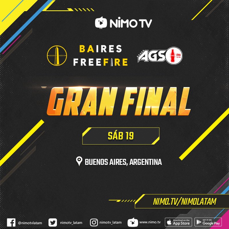 🔥🔥La gran final, partidos presenciales de 
<a href="/Baires_FreeFire/">BAires Free Fire</a>, en la zona de torneos de #AGS2019
 
¿Quién será el equipo de campeón y ganará un premio de USD1500?  ¡Déjame una respuesta!

Transmitir en vivo por 📺nimo.tv/nimolatam

⏰14:30/AR  12:30/MX

#nimotvlatam