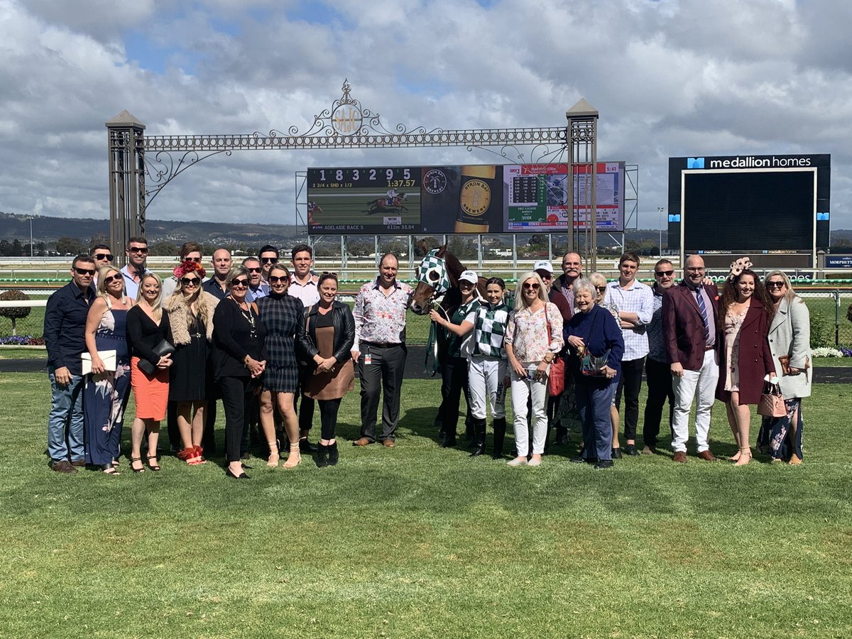 RacingSA's tweet photo. Tongsai Boss with itโs owners after it took out the Weslo Security Handicap. Ridden by Georgina Cartwright for @johnhyamracing https://t.co/s4noCLFTAn