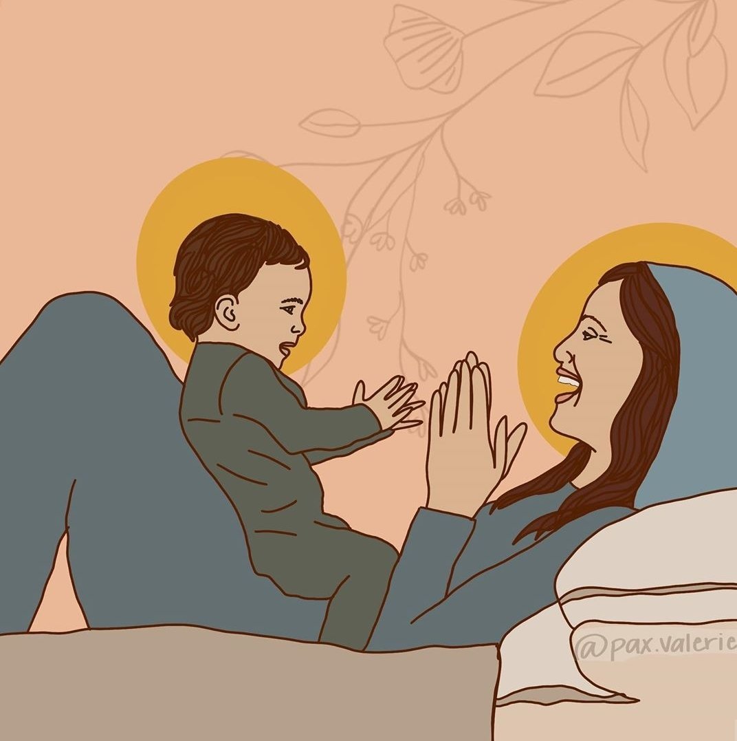 From Catholic creative on Instagram,  @pax.valerieShe has great work and the captions are lovely.