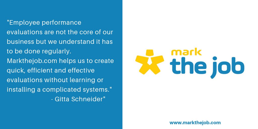 markthejobcom's tweet image. Performance evaluations help the success of every business. Mark the job provide you with effective evaluations for your business. Thank you Gitta for the feedback. #performancereview