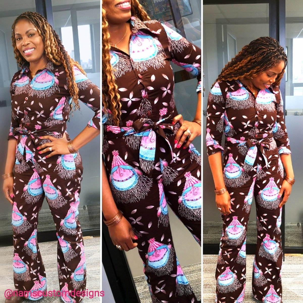 🤩Can't resist this cute jumpsuit 😍 made By Nam's Custom Designs. 💙🧡 Fall Vibes 💗💗
.
 #jumpsuit #jumpsuits #jumpsuitstyle #comfortableclothes #ottawa #ottawafashion #fashiondesigner #womenclothing #girls #women #entrepreneur #womenentrepreneurs #customfashion