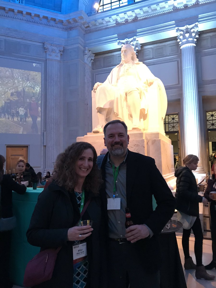 Co-chairs! We couldn’t find Fellow co-chair Ruth Ochia so had to take the picture with Big Ben Franklin. #BMES2019 #astronautsofhealth