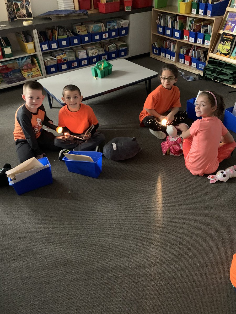 We also enjoyed flashlight reading with out stuffed animals today!  #OakStStories