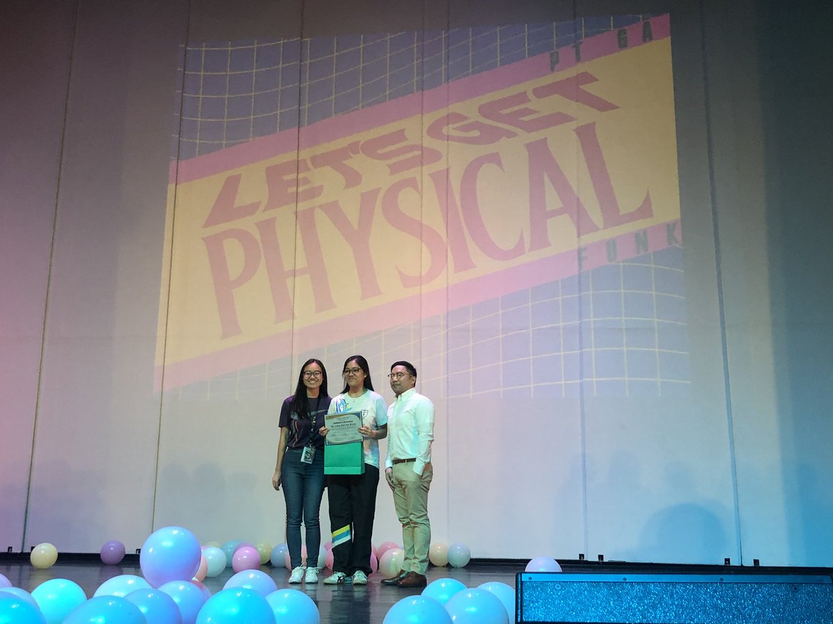 ustPTSOC's tweet photo. To award the certificate and token of appreciation to Ms. Anna Roxas, we have this year’s current PT Society President, Marion Cu and Mr. Donald Manlapaz MSPT, PTRT, PhD.

#FunkyFusion
#PTGAXPTDAY2019
#LetsGetPTcal https://t.co/ciV2RIe1dT