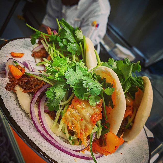 just_sockz's tweet photo. #lovefunk kimchi pulled pork bao tacos I wanna call them #bacos but I feel like that's a bad word in a language 🤔. Still soild fusion between Korean and American BBQ flavors! #cheflife #foodporn https://t.co/1Ar6ZBWNNz https://t.co/apqHJfSv6I