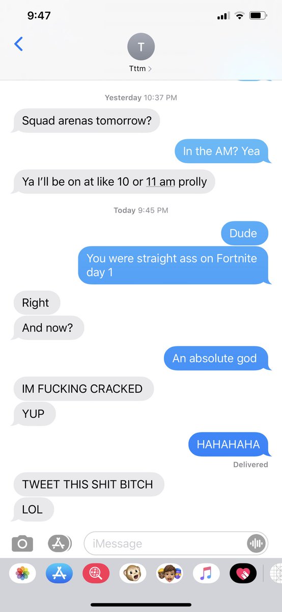 Ninja's tweet photo. My texts to @timthetatman after I watched his last YouTube video https://t.co/fng1hCc7Eu