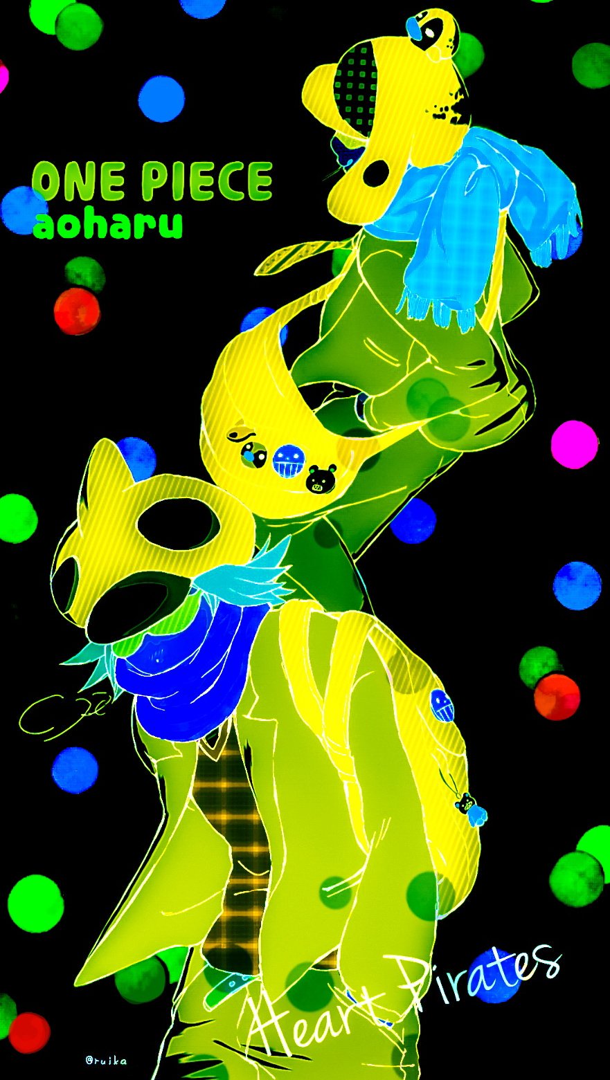 涙花 こんにゃにゃちわー Myスマフォ用に ポップな黒背景の待受ほしくて アオハルなペンシャチあわせて つくって壁紙中 反転加工させて色補正すると なかなか発色よかった ᵕ こういう黒に蛍光色ってすきー T Co