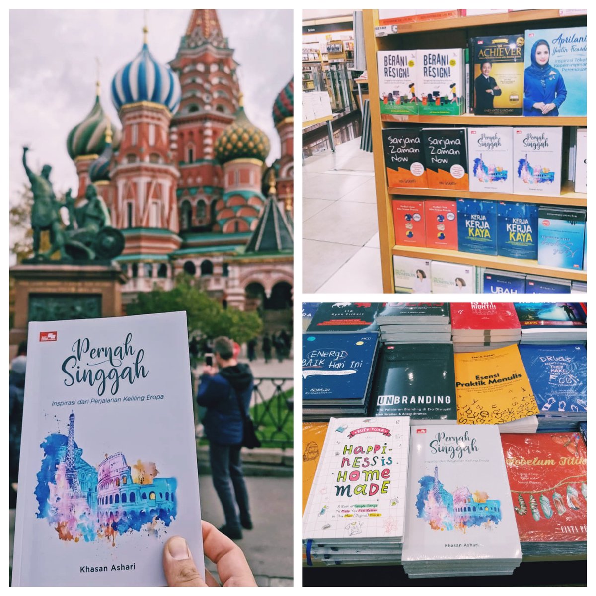 Rasa senang sebagai penulis adalah saat melihat buku karya kita terpajang di rak-rak toko buku. Satu kopi buku #PernahSinggah terbitan <a href="/elexmedia/">Elex Media Komputindo</a> bahkan sudah terbang ke Moskow, Rusia dan berpose di Red Square. 🙏