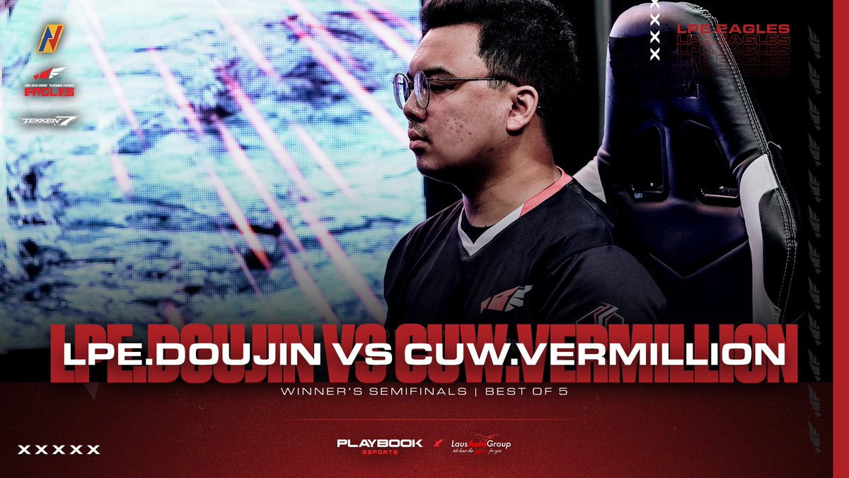 PlayBookEsports's tweet photo. Doujin needs to win 3 straight if he wants to keep his upper bracket dreams alive vs Vermillion. Send your support and watch the stream at @PhNationals now!

#LPEEagles
#TheNationalsTekken7
#OutTimeIsNow https://t.co/Lg3MXyMIgt