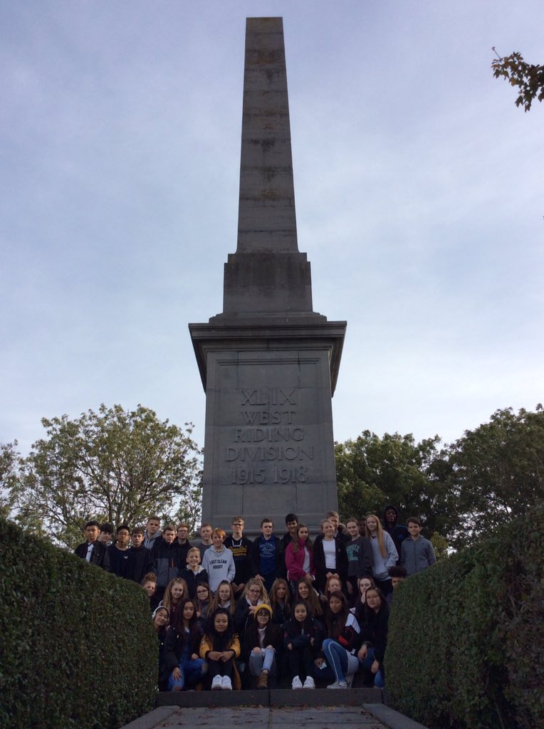 CHCHSLeeds's tweet photo. First stop was Essex Farm. Students read ‘In Flanders Field’ which was written in 1915 by John McCrae who served here as a surgeon #Battlefields2019 #Remembrance https://t.co/5pgT7k4Twe