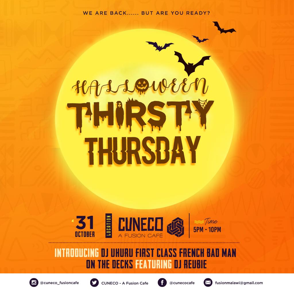 cunecocafe's tweet photo. Its been a while but we are back !! Are you ready for an  unforgettable Thirsty Thursday Halloween Party??

Dress up and get your freak on this Thirsty Thursday at Cuneco , Bring your minions along for a good time.👻😈 https://t.co/qIHTlzwxRp