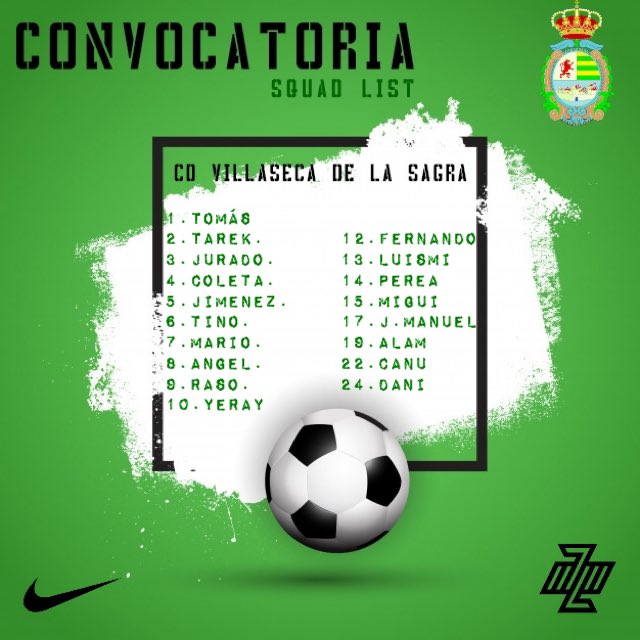 Convocatoria para el partido que disputaremos en la tarde de hoy frente al <a href="/CD_Esquivias/">C.D. Esquivias</a> 💪⚽️💪