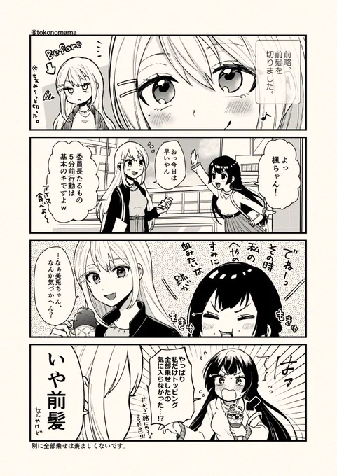 【ゆる日常シリーズ】
楓ちゃんが前髪を切った場合。
#でろあーと #みとあーと 