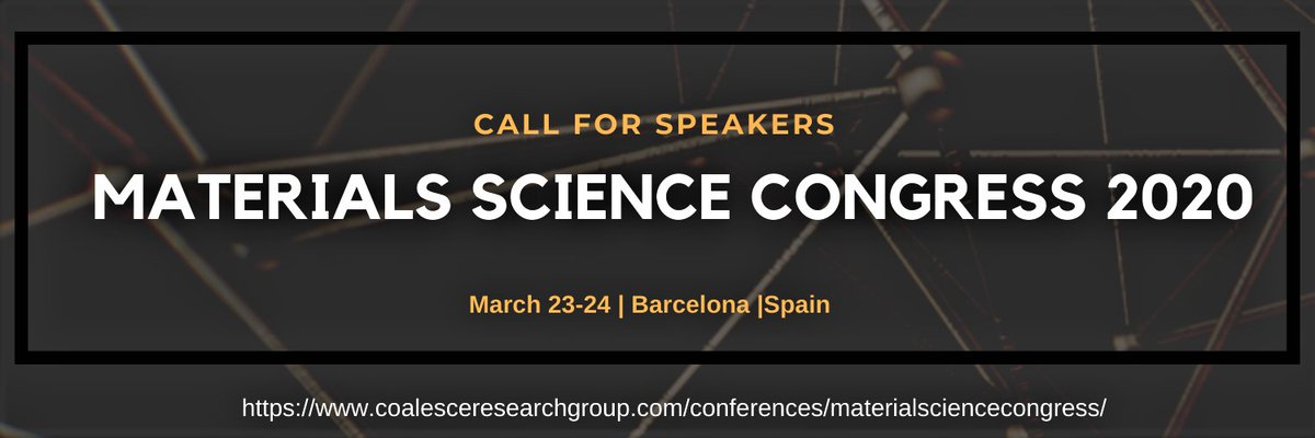 2020_crg's tweet photo. WCMN- 2020!
#materailsscience #nano #nanotechnology #fiber #nanomedicine #biotech
Evail early bird and Be a speaker in world congress 2020
#Speaker #Barcelona #Spain https://t.co/jqdvb9C05j