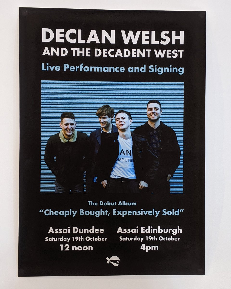 Assai_UK's tweet photo. *** LIVE AT NOON ***

We have the brilliant @DeclanWelsh live in store at midday, playing songs from his ace debut album "Cheaply Bought, Expensively Sold"! Come along for a lunch time party! #Dundee #LiveMusic #DeclanWelsh https://t.co/XHNqe32Y1j