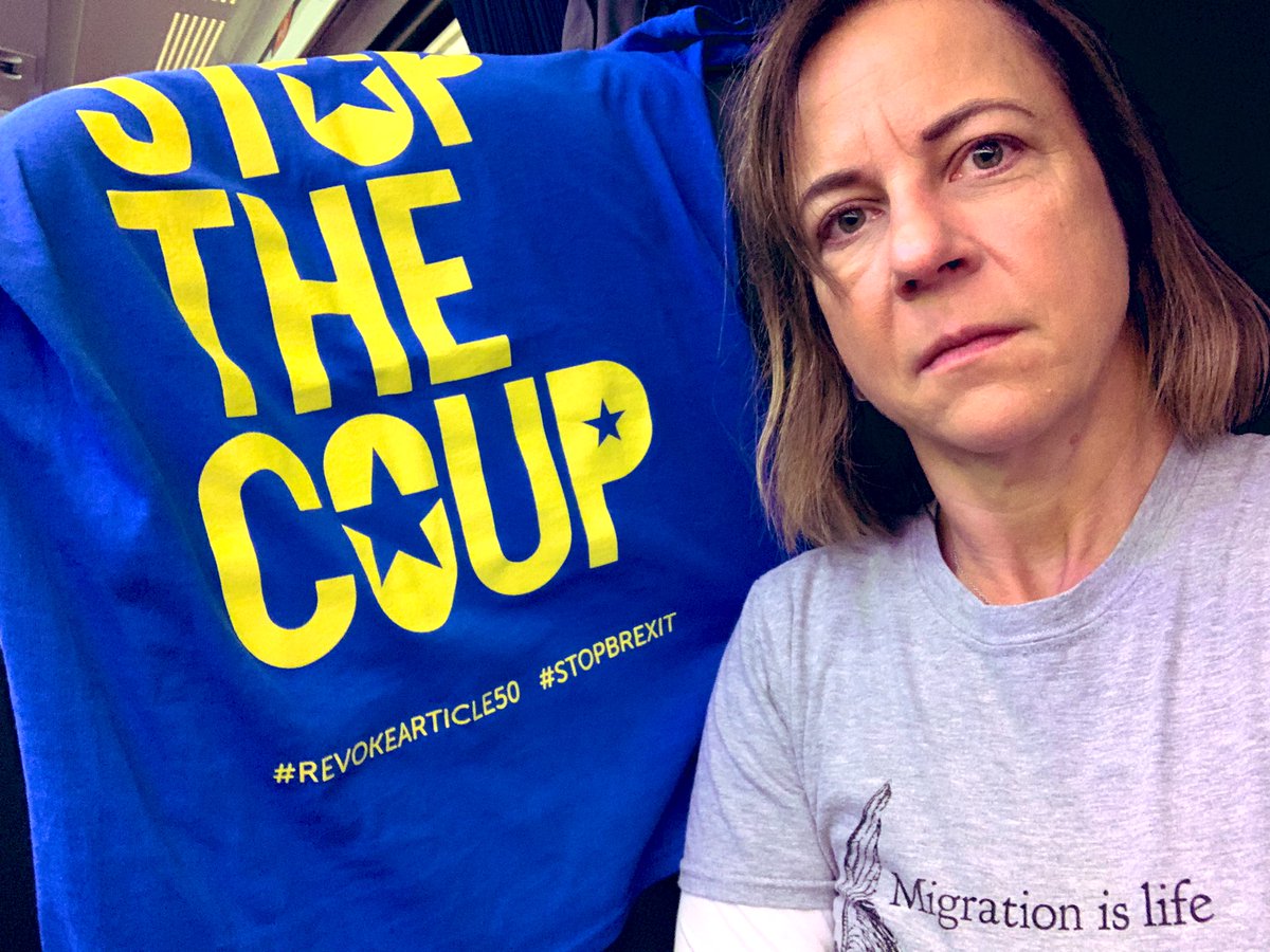 Scotkraut's tweet photo. Feels strange to be travelling on my own, but good to know that I’ll be meeting lots of like minded people in London and hopefully some of the friends I made during the last 1211 days trying to #StopBrexit  
More determined than ever!!!  #PVRoadTrip and I will #March4EU https://t.co/ET5YR9DBqU