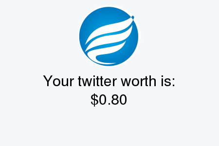 My Twitter worth is: $0.80

Find yours with clockurl.co/key/twitterwor…

.