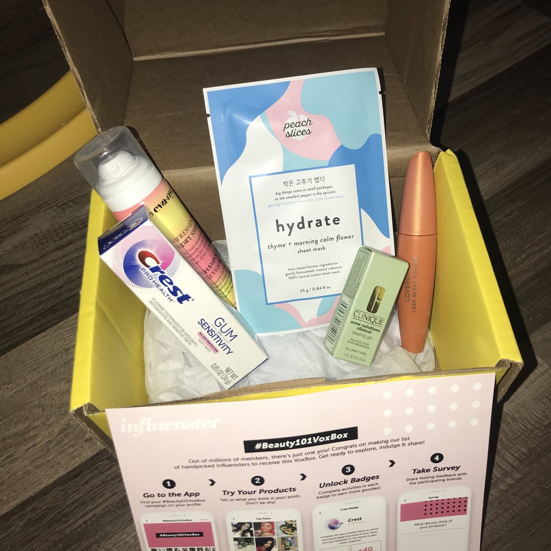 AlishaLynae's tweet photo. @Influenster @covergirl @clinique @evahairnyc @crest @peachandlily #glassskingoals #nourishedandrefreshed #acnesolutions #lashblasttoschool #crestattarget #complimentary https://t.co/KOHfQDA48x