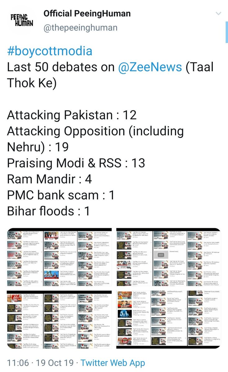 shahwazhjp's tweet photo. @Mohamma32320104 4 "news" channels - last 200 "debates" 

Economy : 0
Unemployment : 0
Education : 0
Healthcare : 0
Environment : 0 
Poverty, Malnutrition : 0
Women's safety &amp; equality : 0
Any relevant questions to the government : 0

#boycottmodia https://t.co/7i8NVpvfil