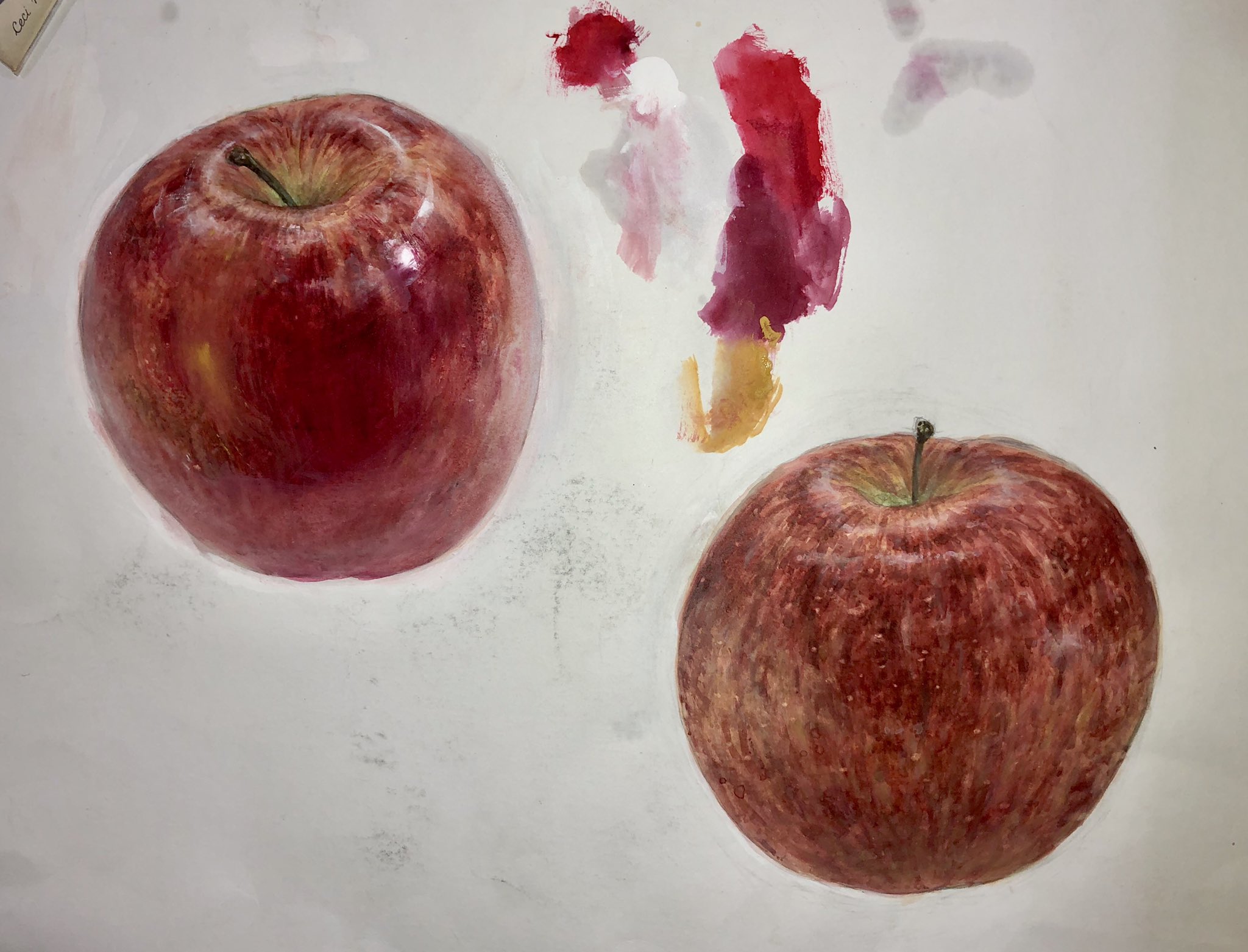 台湾にいつたときのスケッチです。りんごのオブジェでしす。ハガキサイズ。