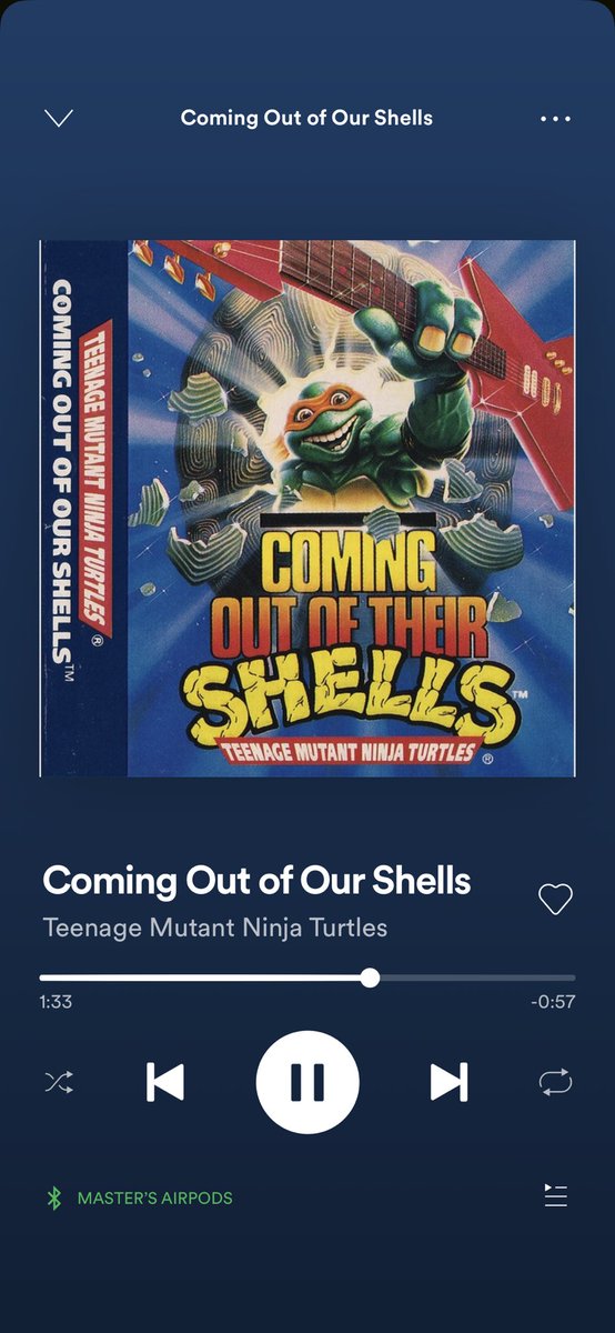 TheEricButts's tweet photo. Now listening.... Thanks to @BlackNerd for letting us know the #TeenageMutantNinjaTurtles #ComingOutOfOurShells album existed on @Spotify! #TMNT #Nostalgia Now I want #PizzaHut!!! https://t.co/MSJnm8S1Or