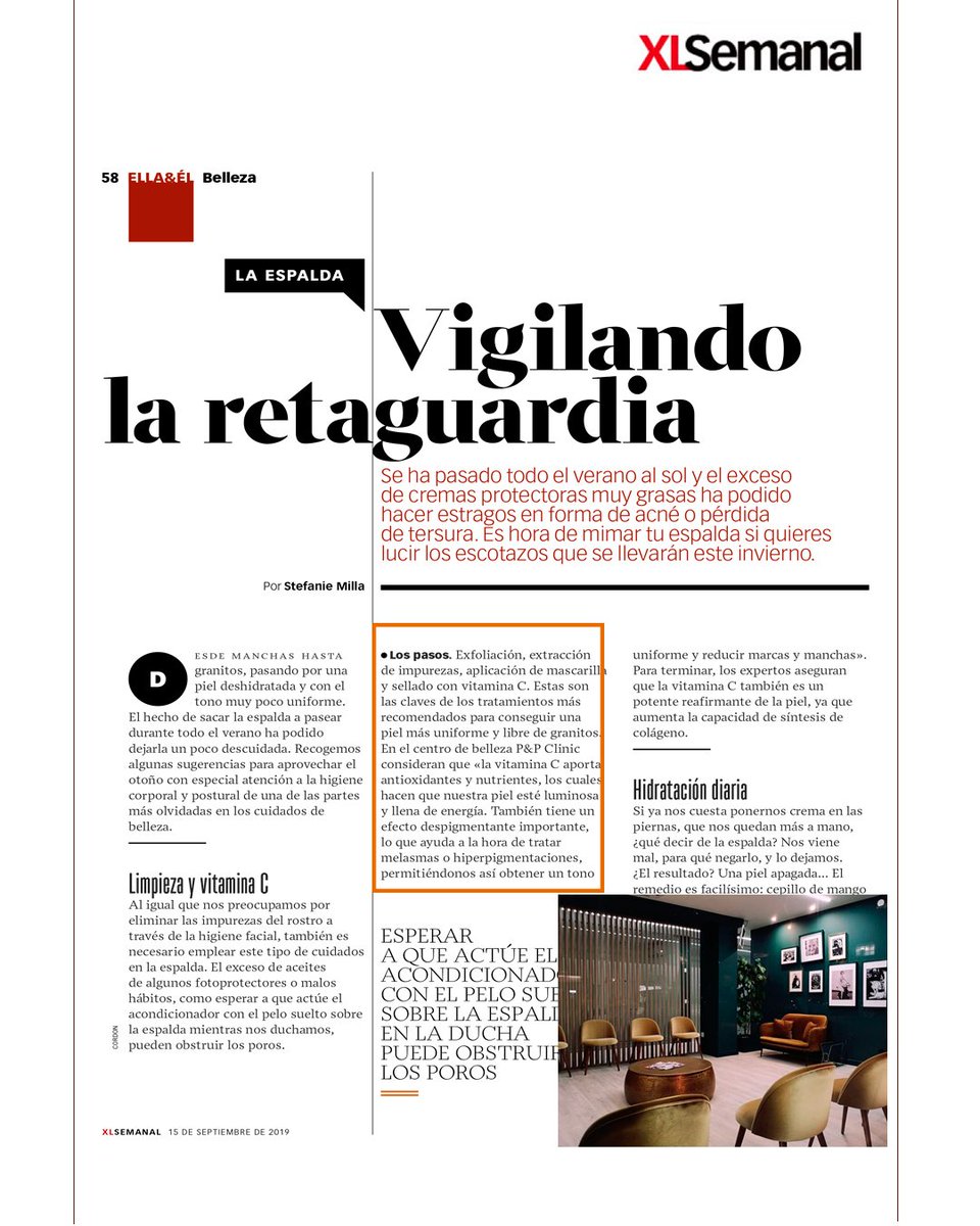 P&amp;P Clinic se hace eco en las páginas de <a href="/XLSemanal/">XLSemanal</a>
#belleza #sqcommunication