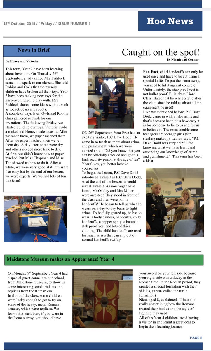 Hot off the press!!! This year’s first edition of Hoo News. Well done to all of our news reporters 👏🏽 #pupilvoice #writingforapurpose