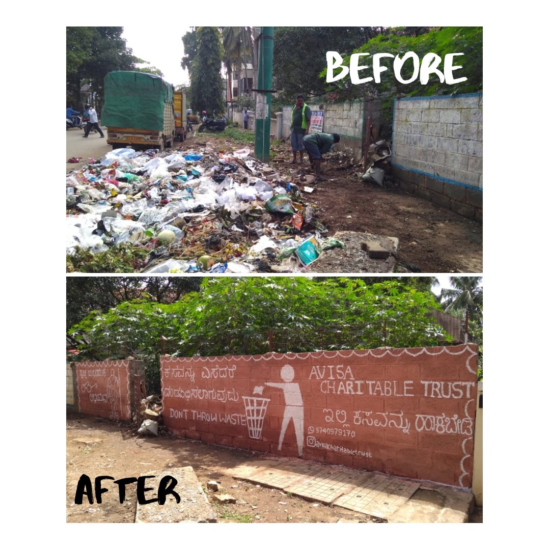 AvisaCharitable's tweet photo. Today team Avisa took a step towards building a clean society by painting the walls near chikkabommasandra Yelahanka . Creating awareness about cleanliness.
#astepwithavisa #astepwithus
#saynotoplastic
#environment #ngo https://t.co/keC1Ypm8Gx