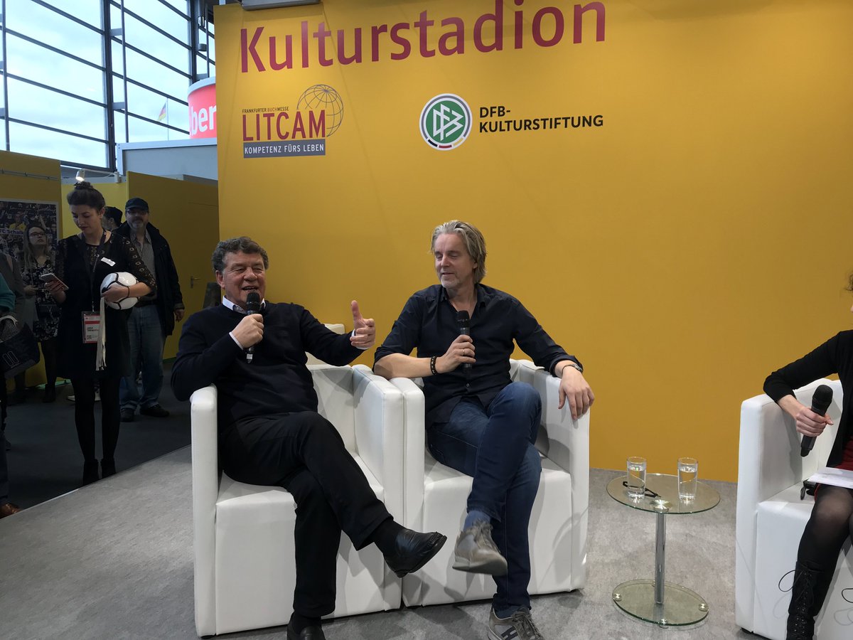 JanAageFjortoft's tweet photo. An honor to share the stage with the legendary Otto Rehhagel to talk about “football and culture”, Norway and big issues like for example integration 

Danke #litcam and The Foundation of German FA 

@Book_Fair https://t.co/PIJqpfYFcw