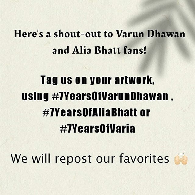 _hypepr's tweet photo. To all the #VarunDhawan and #AliaBhatt fans, let's celebrate the journey of our favorites together ❤️ .
.
#7YearsOfVarunDhawan
#7YearOfAliaBhatt
#7YearsOfVaria https://t.co/zFtPlsuEpE https://t.co/RCCMrJFmym