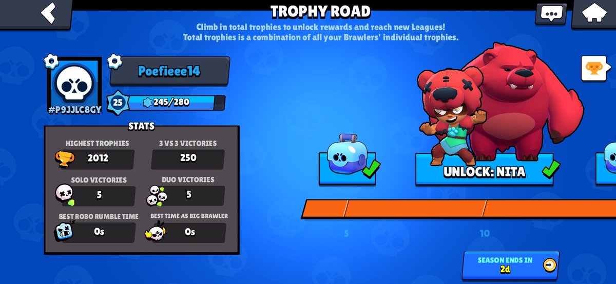 Poef27523114's tweet photo. Day 7-8: After 250 3v3 wins and getting al my currently brawlers to rank12, I got this bad boi 😎 #LALove #BrawlStars #Supercell https://t.co/v71QXL7l9T