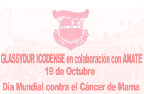 IcodenseOficial's tweet photo. Día Mundial Contra el💗Cáncer de Mama, @IcodenseOficial en colaboración con @amate2006 , durante todo el día,habrán 💰huchas para cooperar con la en su lucha contra el Cáncer,estarán en la cantina y en el acceso al molino #107AñosDeHistoria #Icodense #Glassydur #Porunabuenacausa https://t.co/YJcHc9C8b9