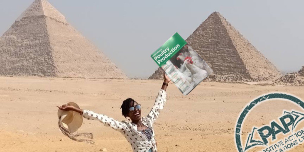 agriinsight's tweet photo. Another stamp on the passport for International Poultry Production, this time at one of the 7 wonders of the ancient world! Nduta has had a great time in Cairo for #Agrena, you will next see her at Poultry India next month! https://t.co/58rpaw5fRr