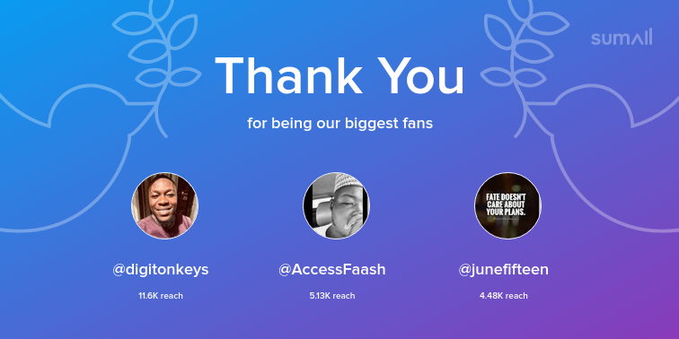 Our biggest fans this week: digitonkeys, AccessFaash, junefifteen. Thank you! via sumall.com/thankyou?utm_s…
