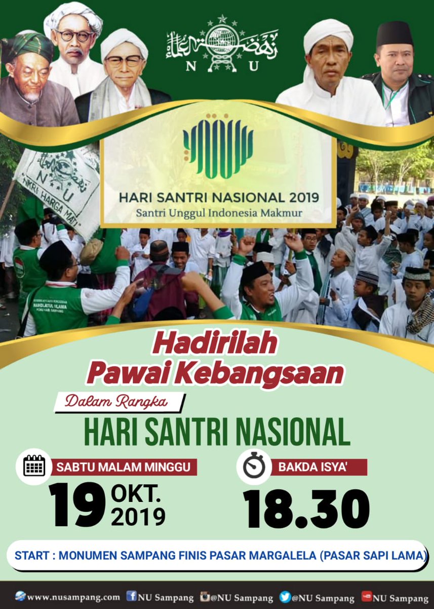 PcnuLk's tweet photo. Hadiri dan syiarkan Pawai Kebangsaan dalam menyambut Hari Santri Nasional 1441 H.

#nusampang #nuonline #nusampang #lkpcnusampang #pawaikebangsaan #mengabdi #lknuuntuknegeri #nuhebat #lkpcnuhebat #banggajadilknu #maduracintanu #maduratop #nahdliyin #barokallah https://t.co/RFcX5iKFlU