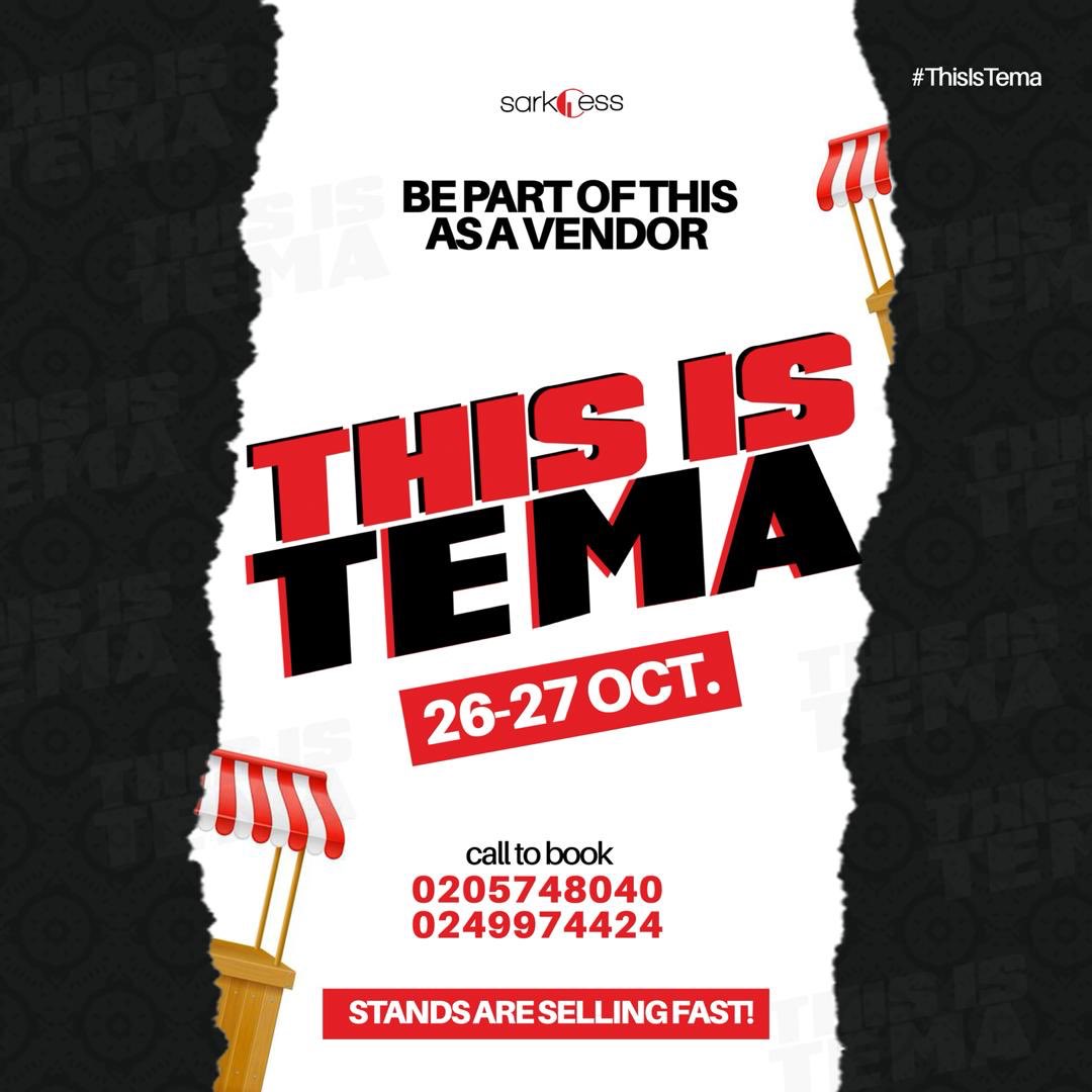 sins19kojohoho's tweet photo. What Be Your Hustle⁉️
#ThisIsTema by @sarkodie
📅26th Oct:
Sarkathon Walk 🏃🏿
Highest Ball 🤾🏾♂️ 🏀
Health screening 💉
📅27th Oct:The Biggest All day Musix Festival 🌋
CALLING FOR VENDORS‼️‼️
For Enquiries
🗳Dm @SarkMerch
☎️ 0249974424 /0205748040
#SarkMerch https://t.co/ShupxMrOAg