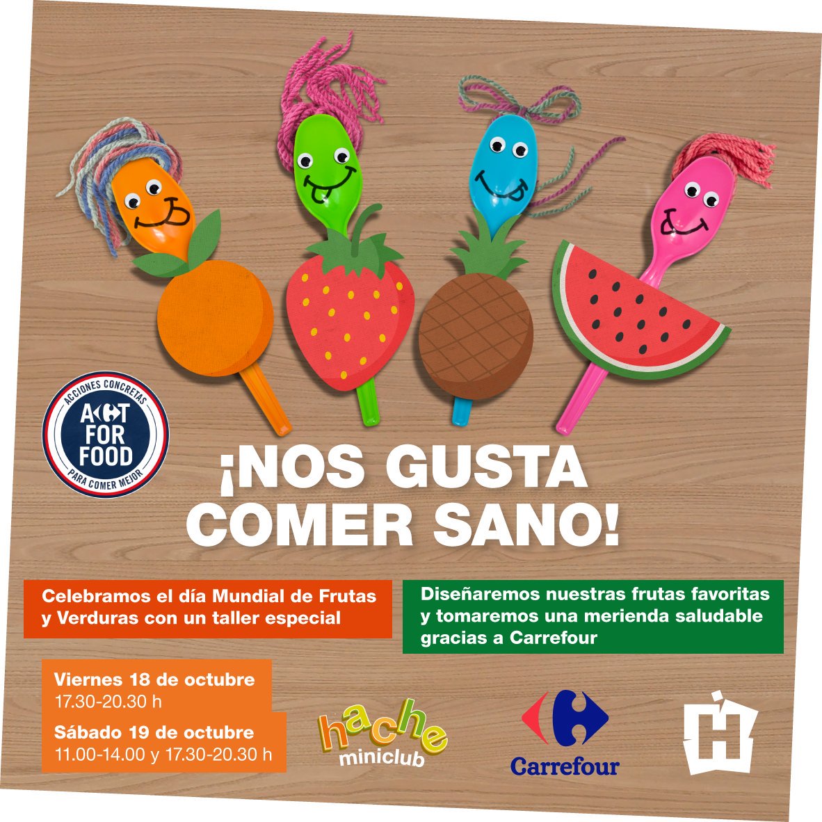 HoleaHuelva's tweet photo. Seguimos hoy celebrando en #Holea el Día Mundial de las Frutas y las Hortalizas con un divertido taller en el #HacheMiniclub con un desayuno saludable con frutitas que nos ofrece @CarrefourES  🍇🍌🍊🍐🍓

📅 Sábado 19 de 11.00 a 14.00 y de 17.30 a 20.30h. https://t.co/1I82ihynOy